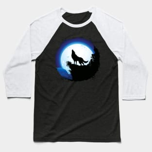 Wolf Howling at Blue Moon Baseball T-Shirt